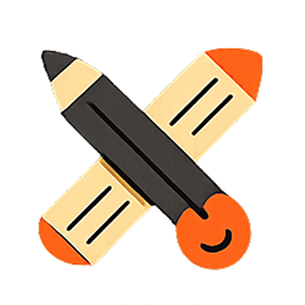 Crossed highlighters with orange, beige, and black colors.