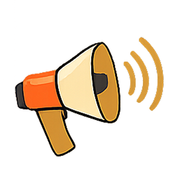Illustration of a megaphone emitting sound waves.