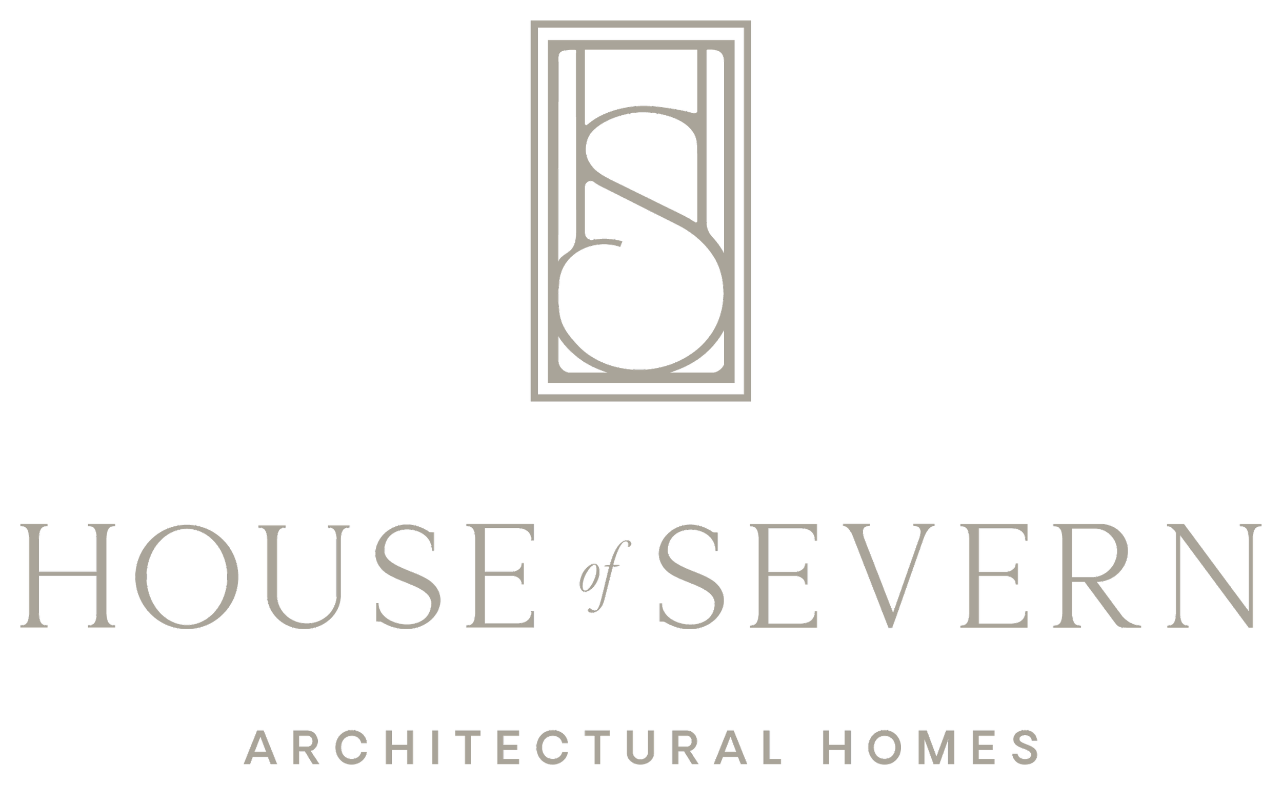 Logo of House of Severn Architectural Homes featuring a stylized rectangular ornament and the company name in elegant font on a black background.