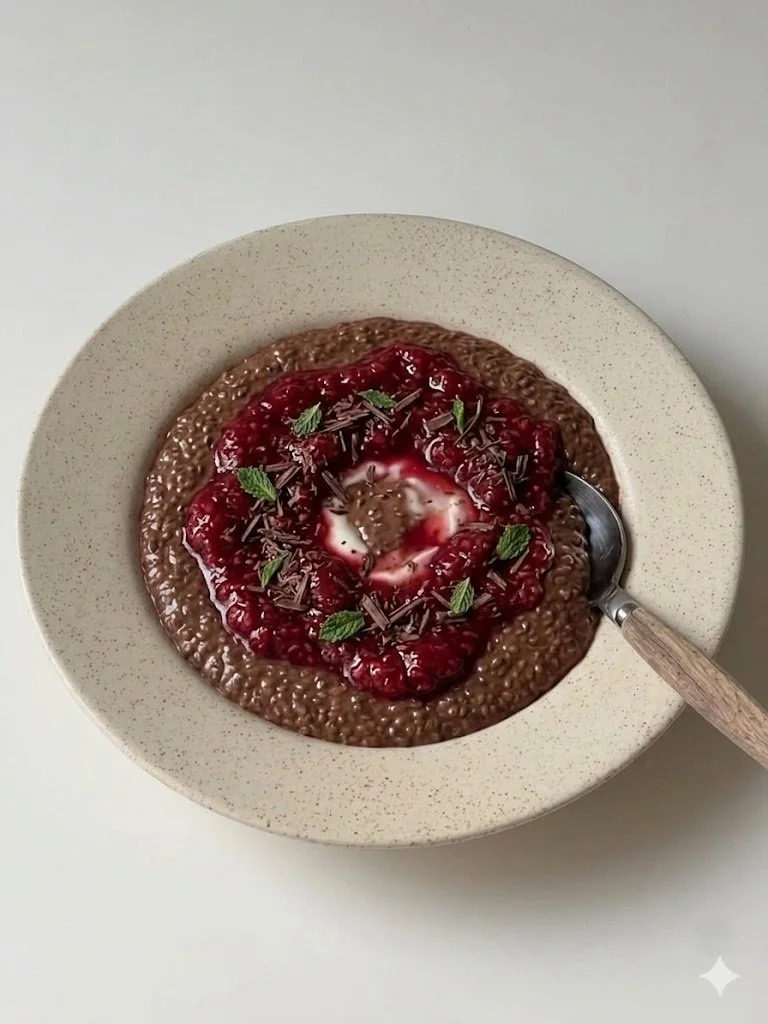 The Period Week Dessert That Your Hormones Actually Approve Of — Dark Chocolate Chia Pudding with Raspberry Compote
