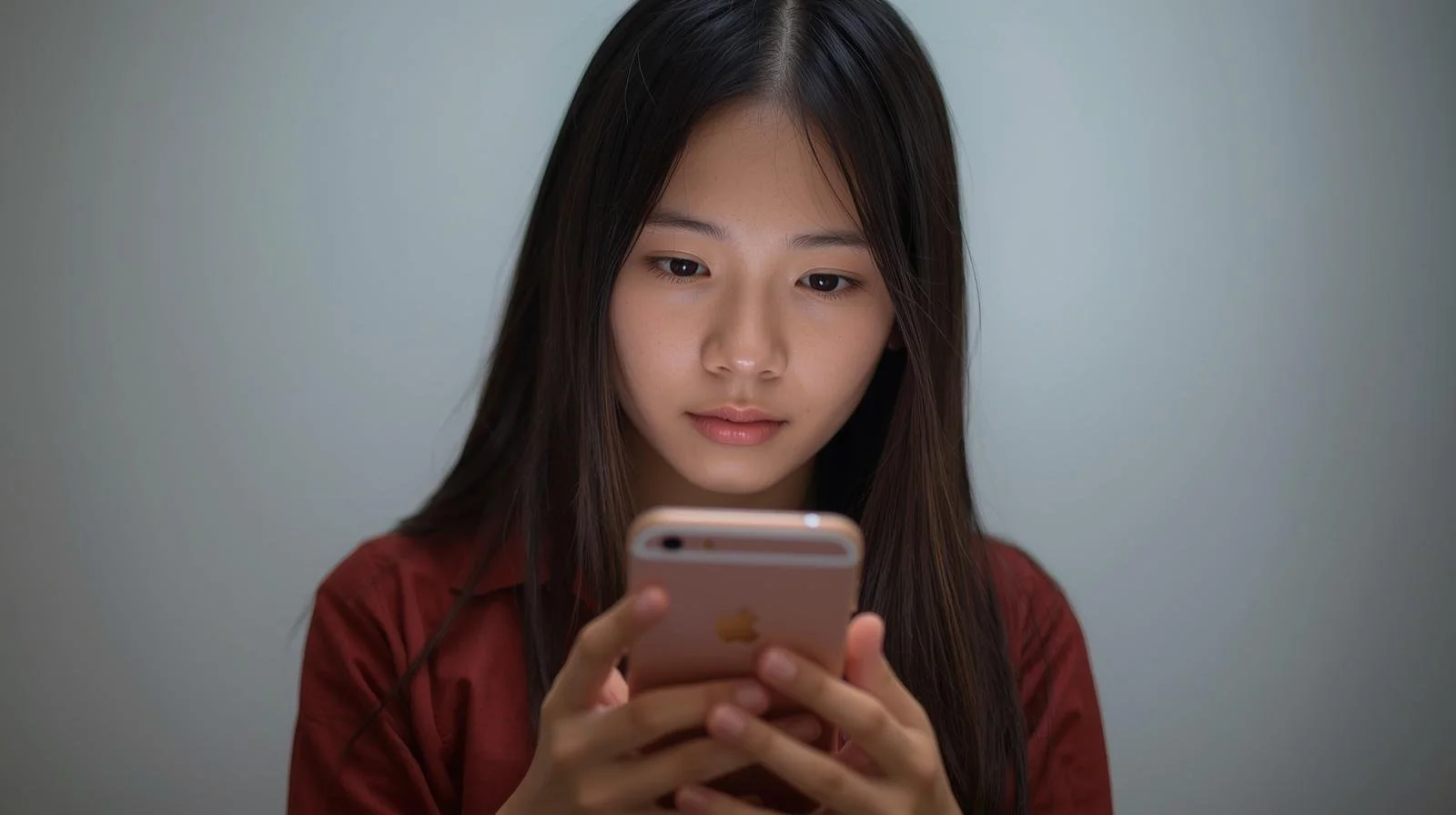 meisje met telefoon in de hand