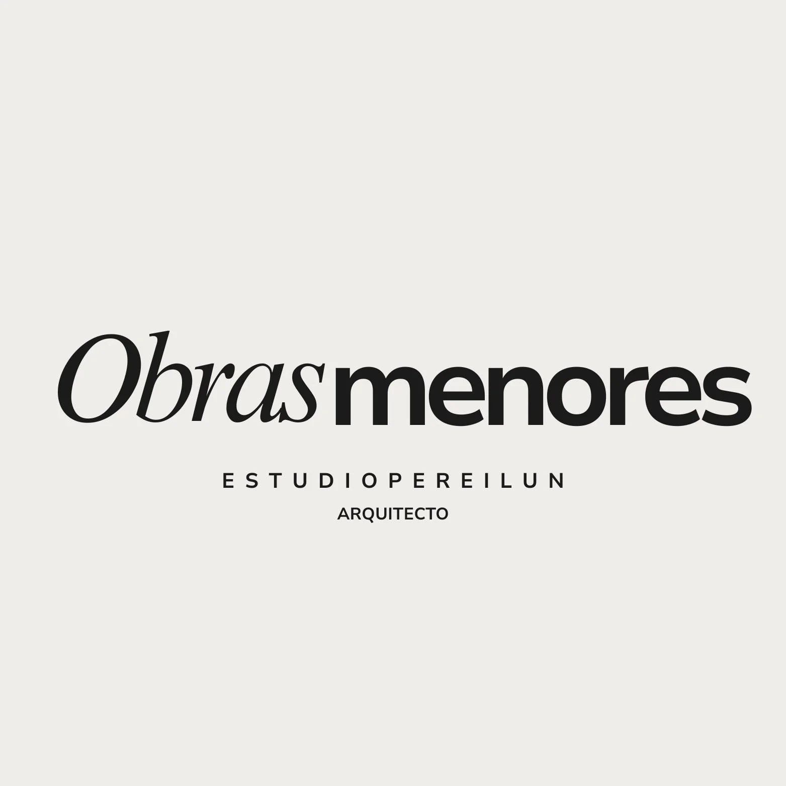 Texto que dice 'Obras menores' con subtítulos 'Estudio Pereilun' y 'Arquitecto' en fondo claro.