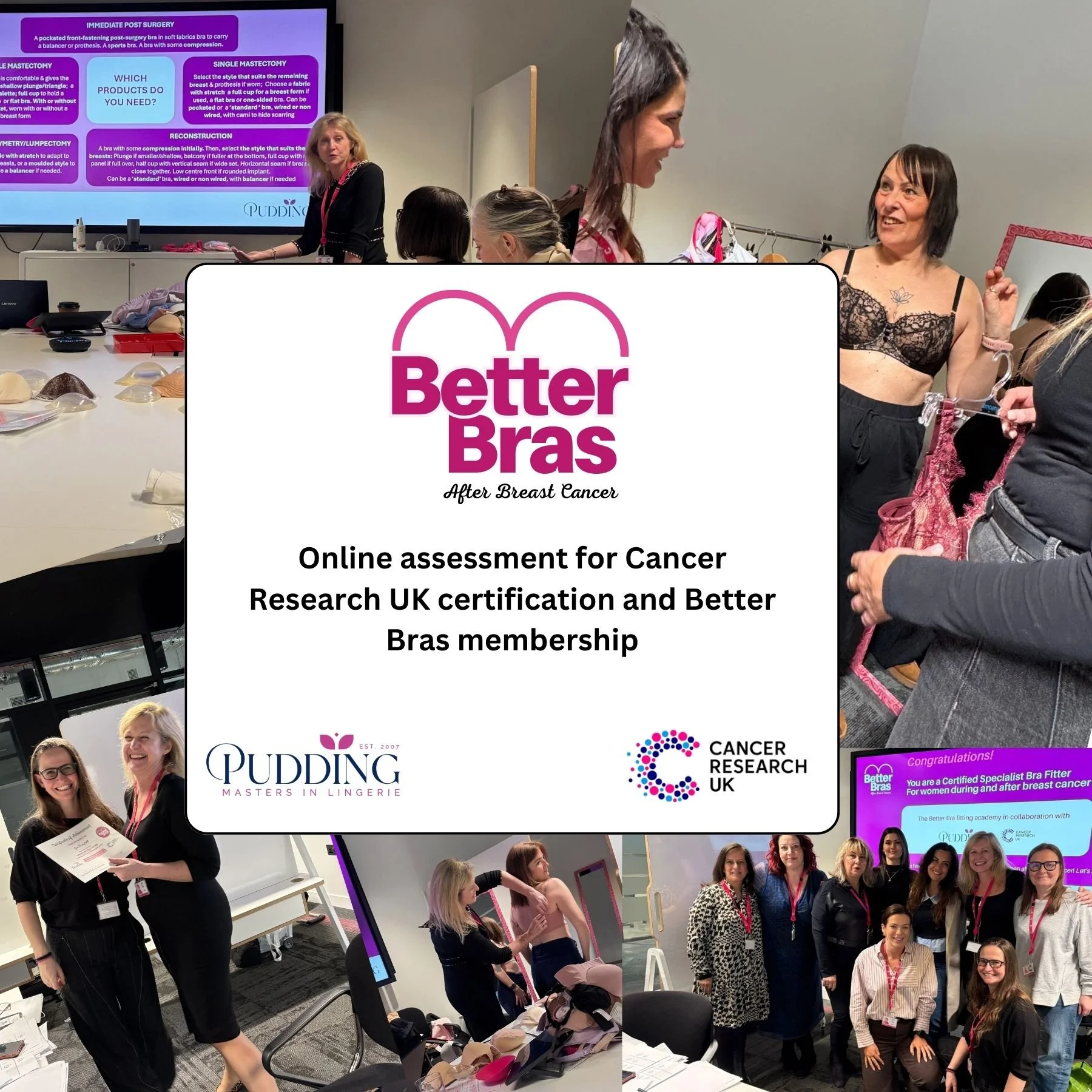 Better Bras After Breast Cancer Online assessment for Cancer Research UK certification and Better Bras membership