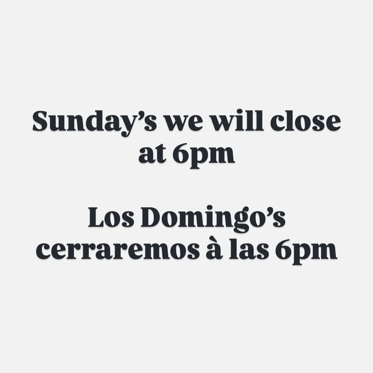 Hours Update!