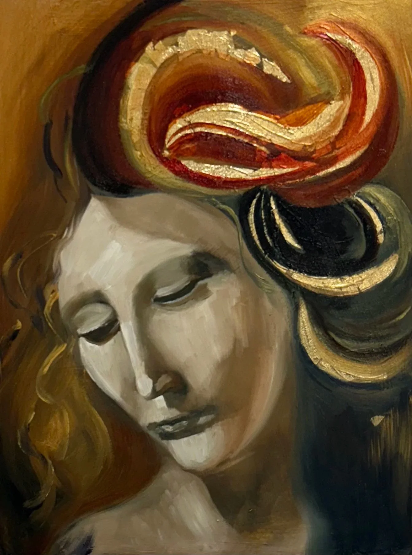 Silence 20 x 30 cm Oil & Gold Leaf on canvas