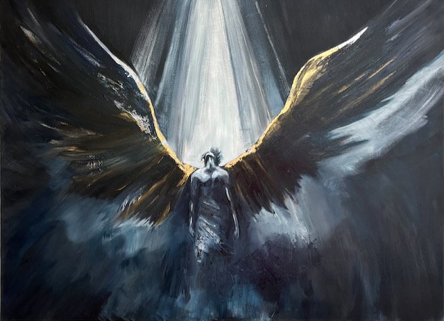 Angel in Awe 80 x 60 cm Oil, Gold & Silver leaf on board