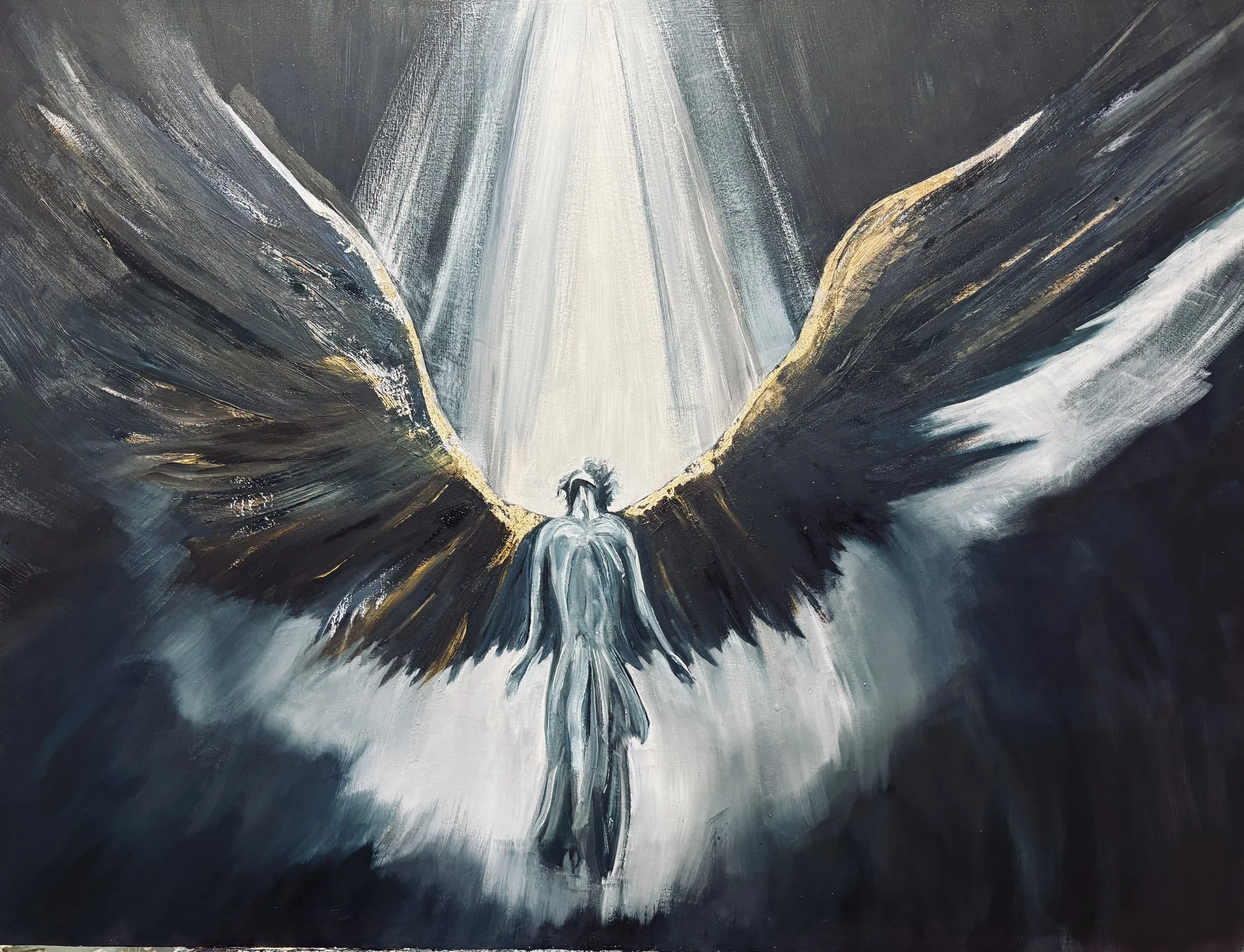 Angel Awe
80 x 60 cm
Oil, Gold & Silver Leaf on board