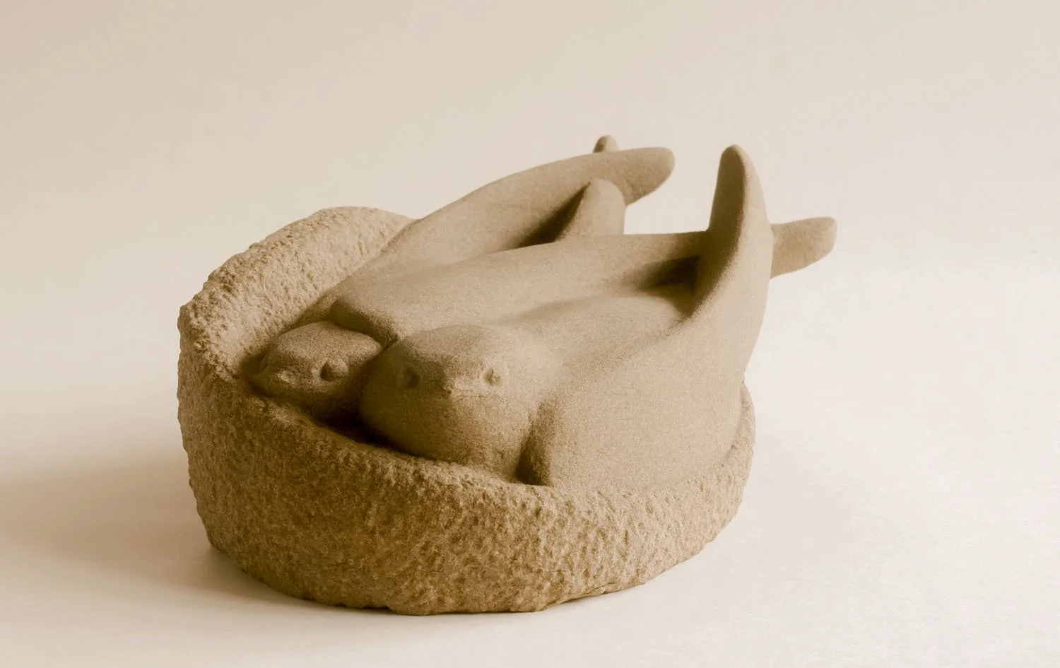 Swift Nestlings sculpture carved in stone for the Masham Swifts Sculpture commission