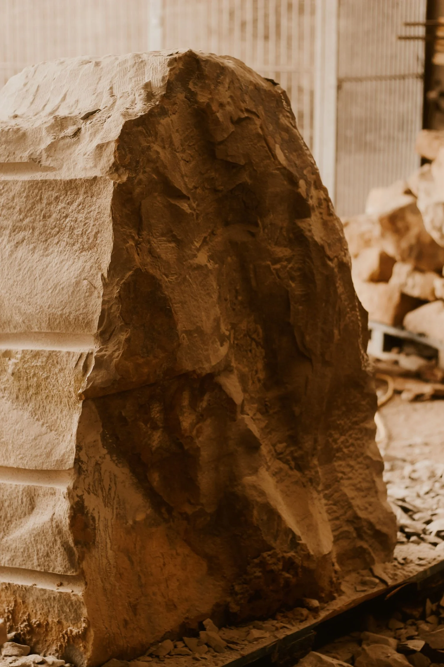 Block of sandstone for the New Zealand Garden commission for a Pikorua sculpture