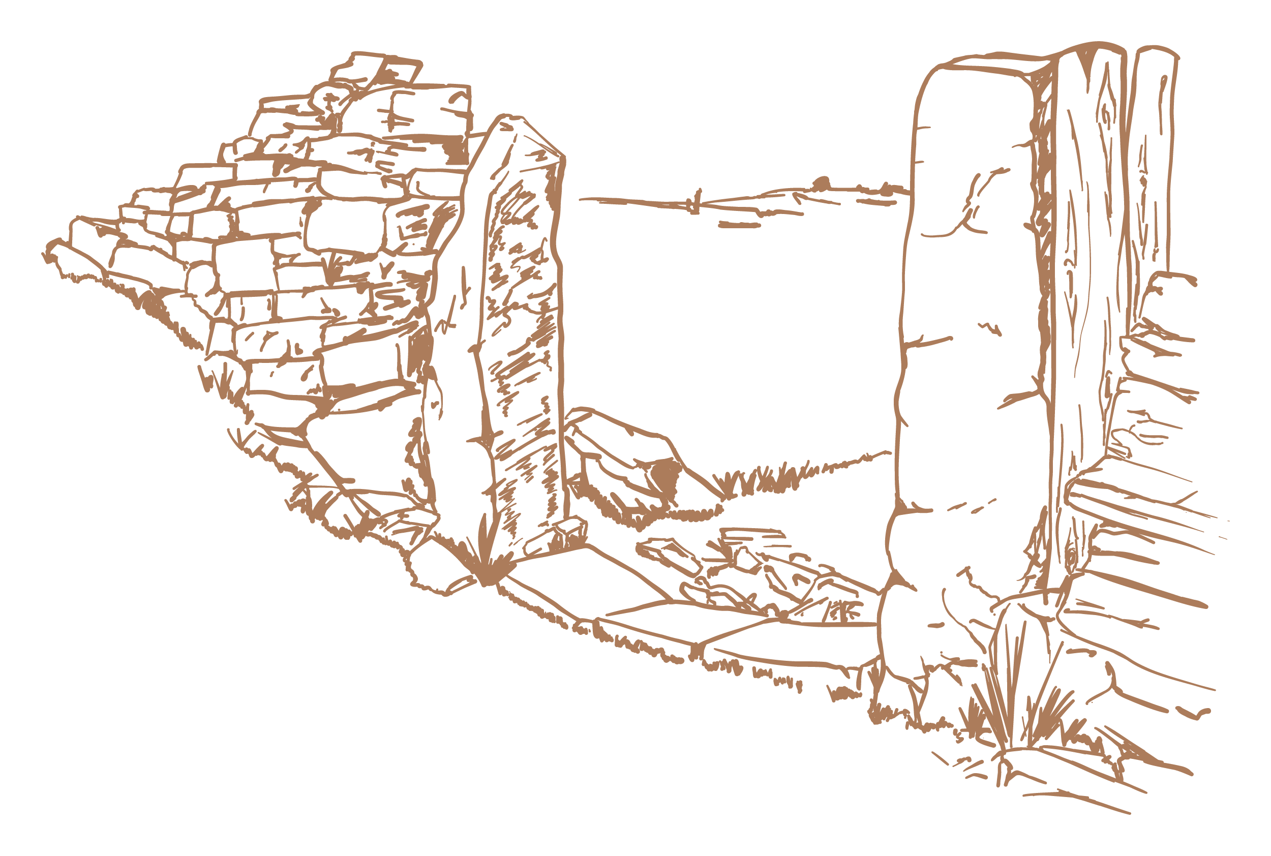 drawing of a gateway in a wall