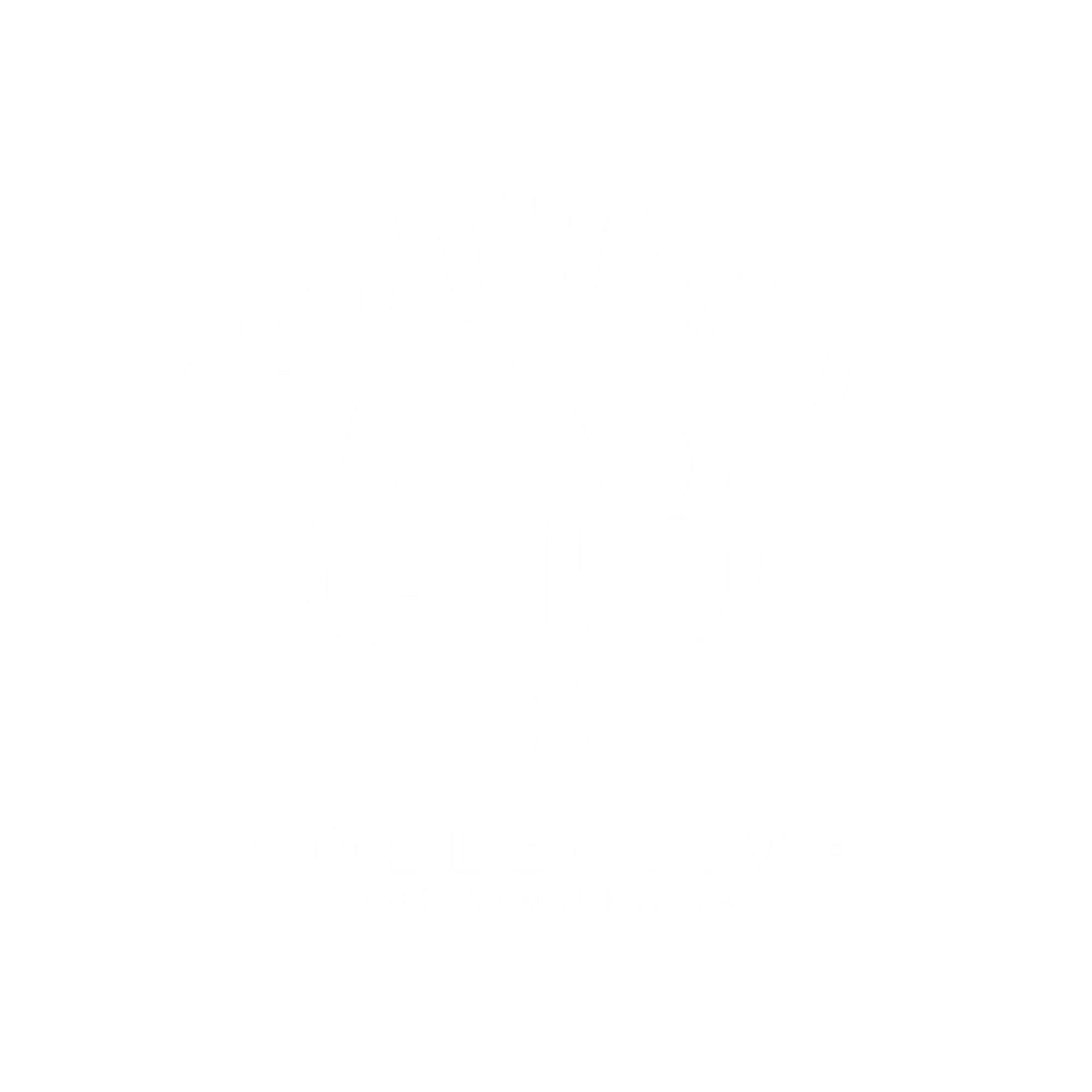 Black background with a white silhouette of a tree and the words "Cotton Collective Los Angeles, CA" written above and below the tree.