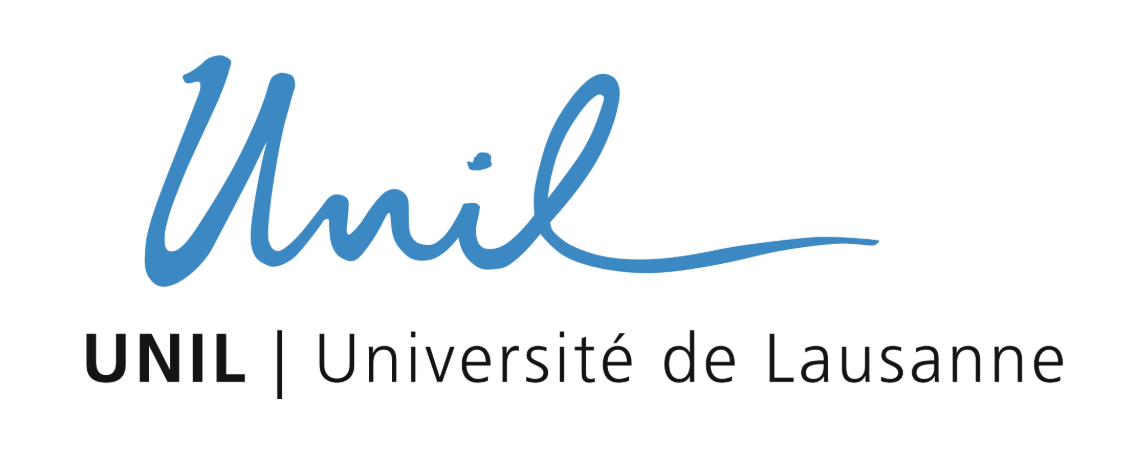 Logo of UNIL, Université de Lausanne, featuring a blue cursive signature and black text.
