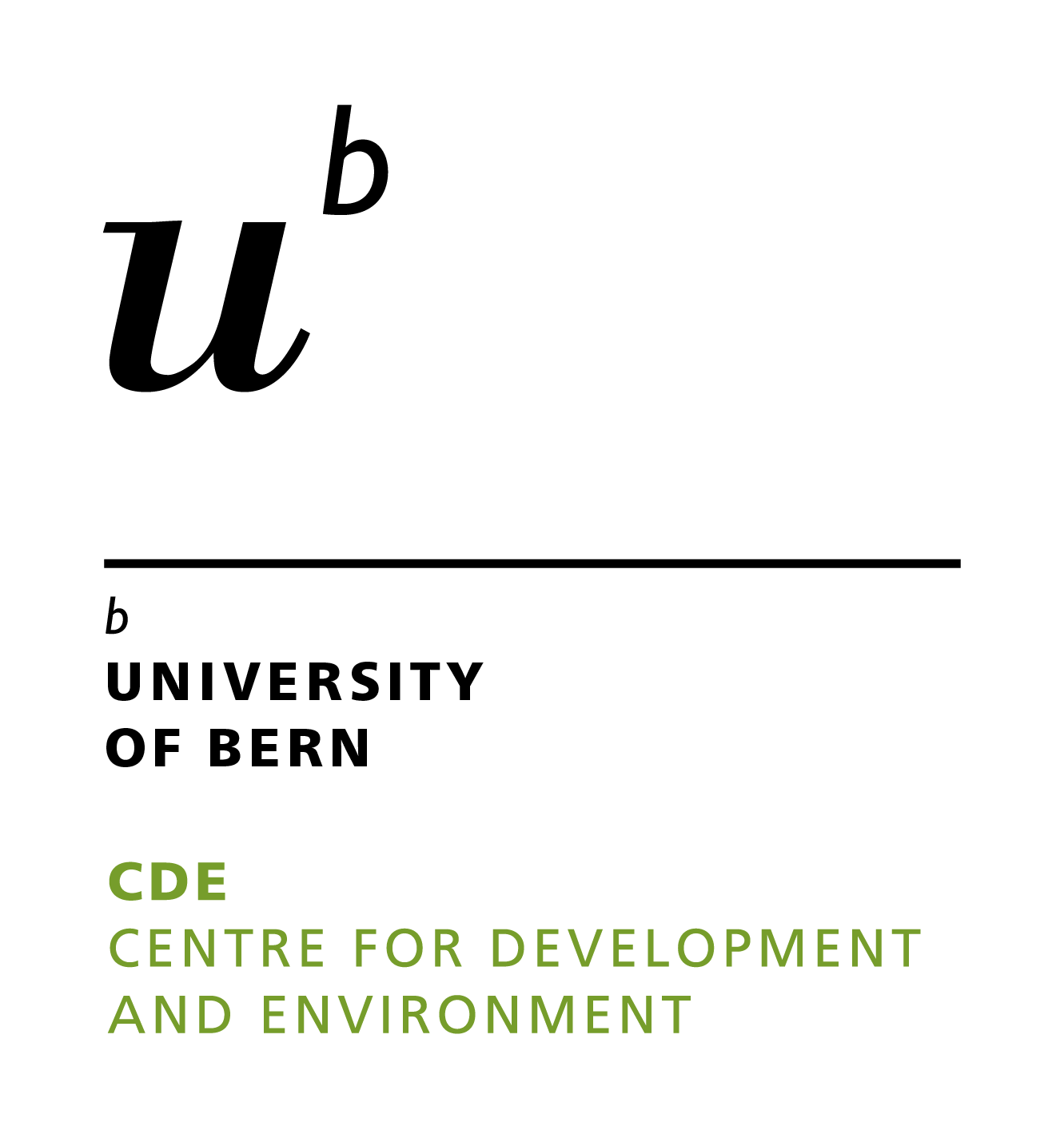 Logo of the University of Bern's Centre for Development and Environment, featuring the university's name and the abbreviation CDE in green.