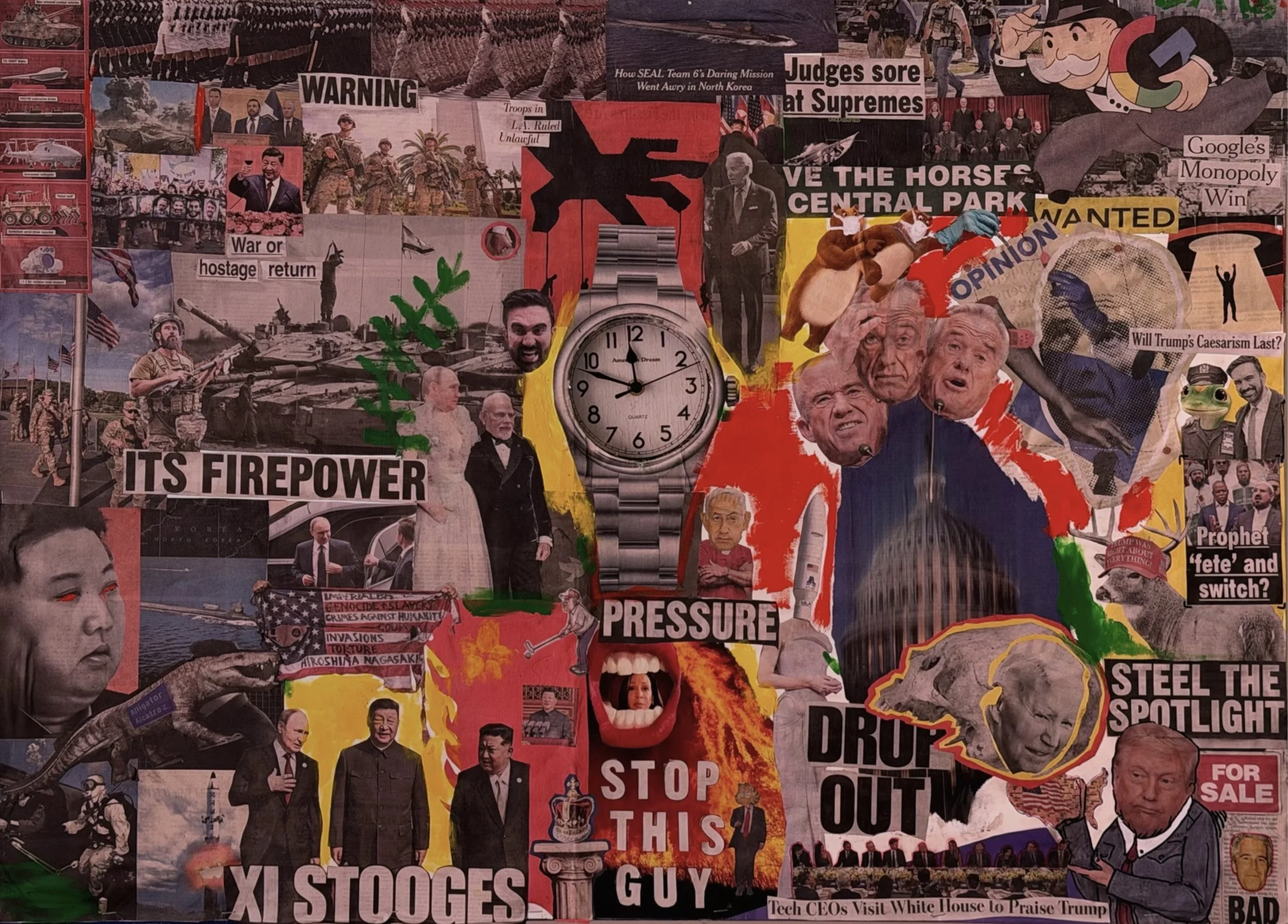 The Clock Strikes DADA (2025) - Mixed Media - 43"x60"


