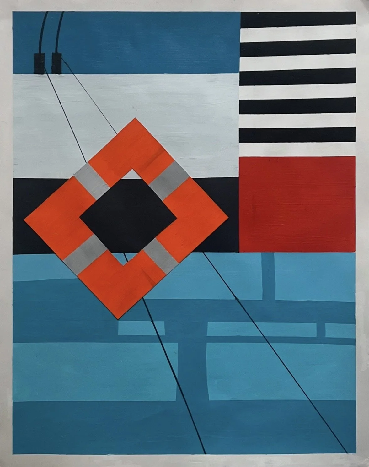 Lines at Sea (2025) - Acrylic Paint on Paper- 24x19