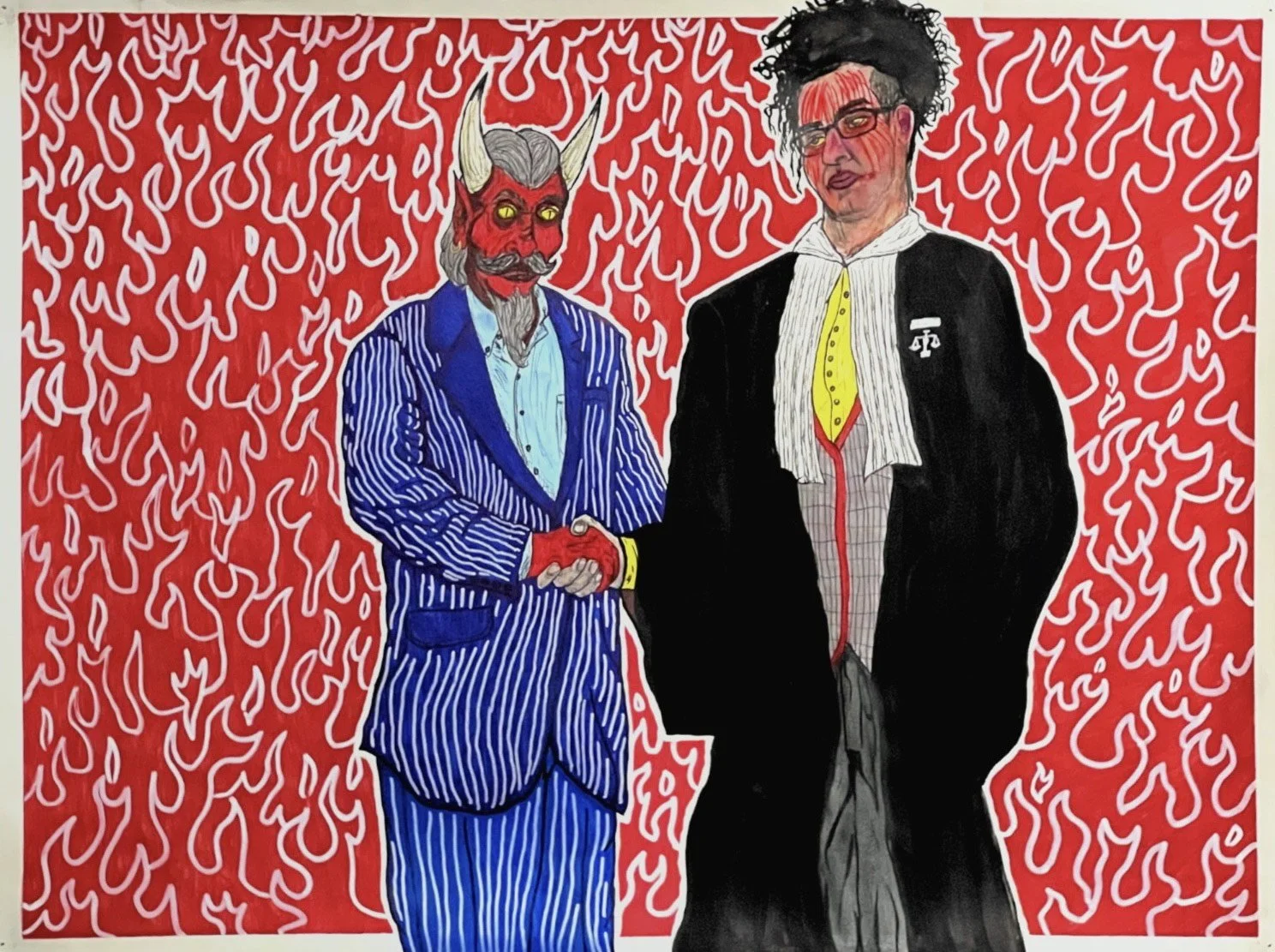 Devil's Advocat (2022) - Acrylic Markers, Fineliner Pen, and Watercolor Pencil - 18x24