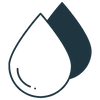Stylized water droplet icon with a gradient from dark to light green