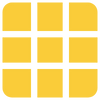 A yellow Rubik's Cube with black lines forming a 3x3 grid