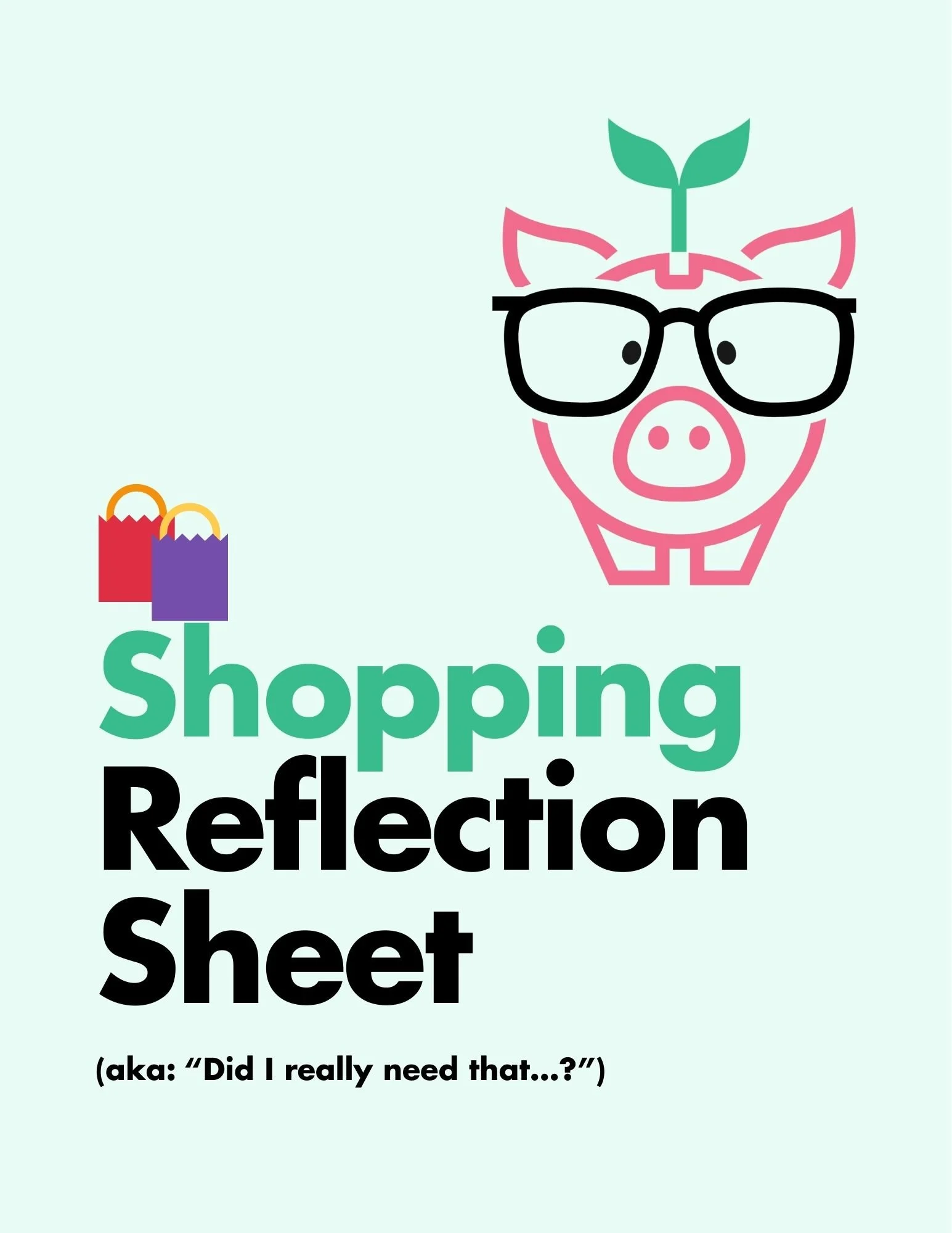 Shopping Reflection Sheet