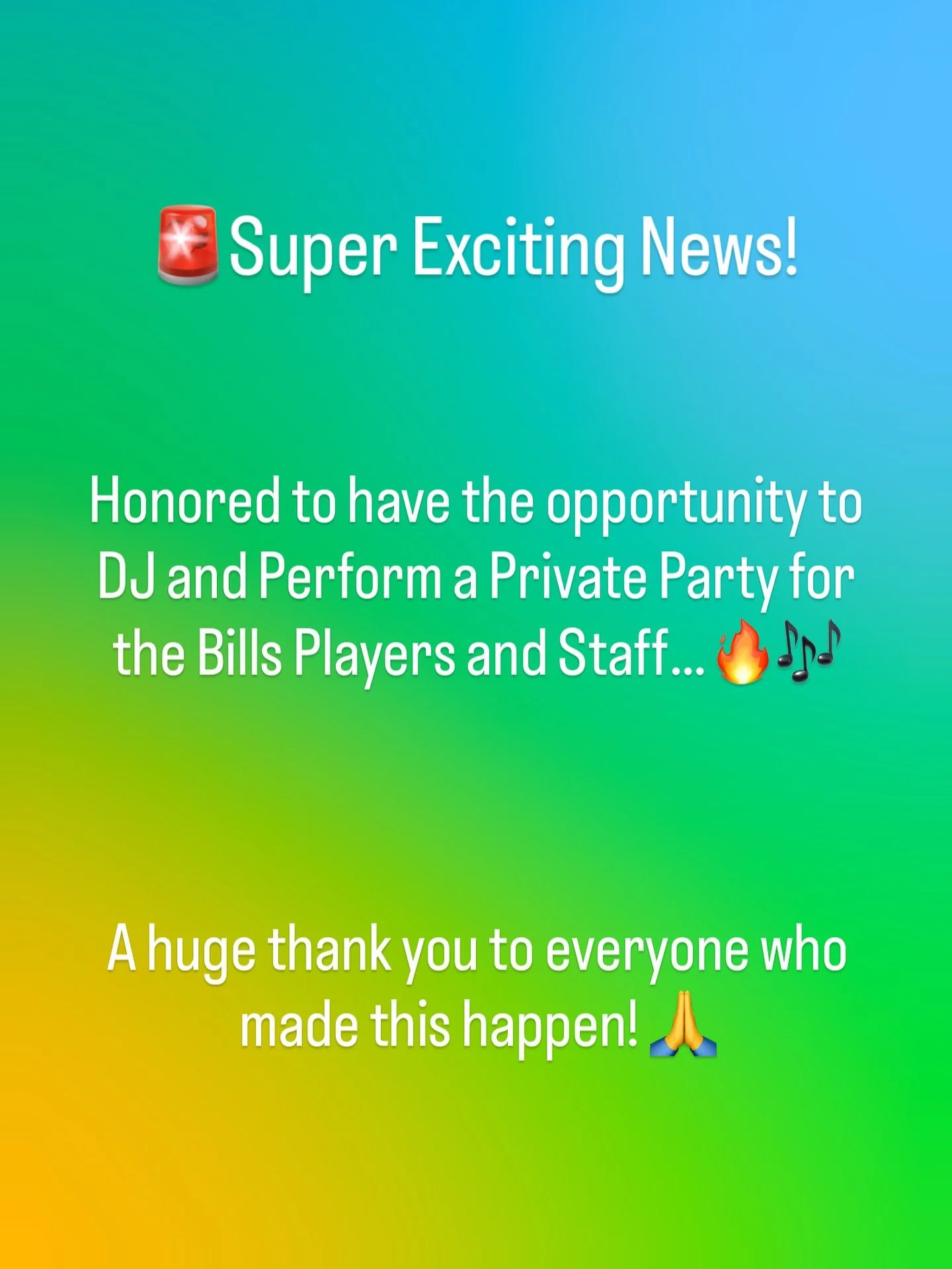 🚨 Had to relay this exciting news in having the honor and opportunity to perform for the Bills Players and Staff. Thanks to everyone who made this possible!🙏 Can&rsquo;t take any media at all, yet wanted to simply share. Go Bills!!!