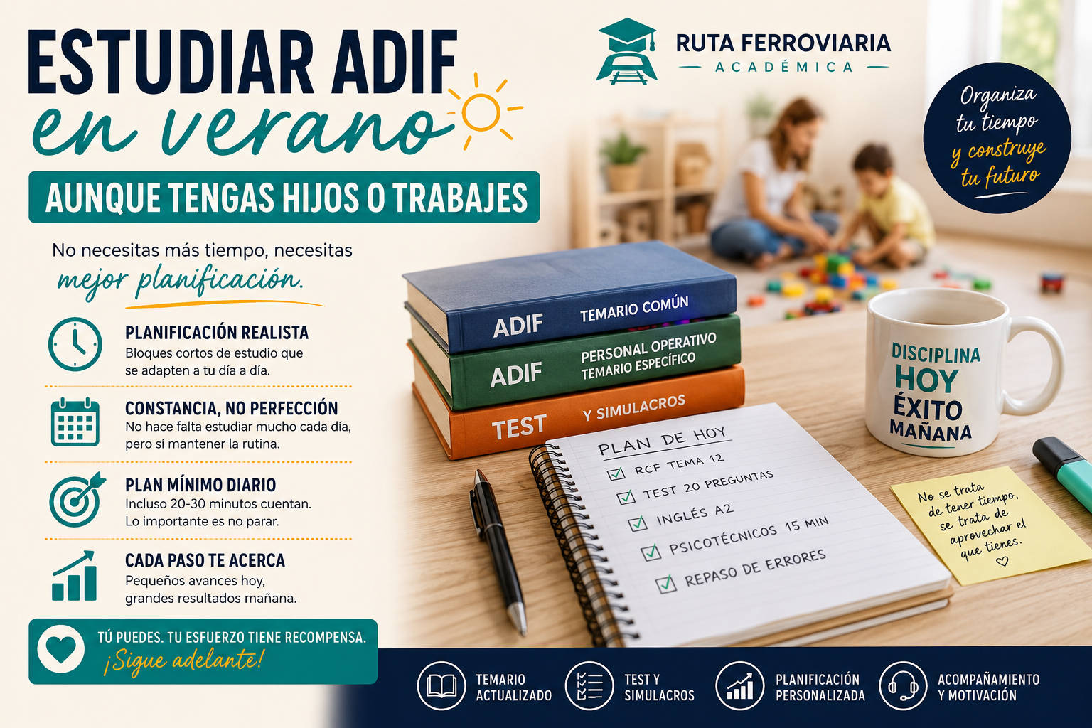 Cómo estudiar ADIF en verano si tienes hijos o trabajas
