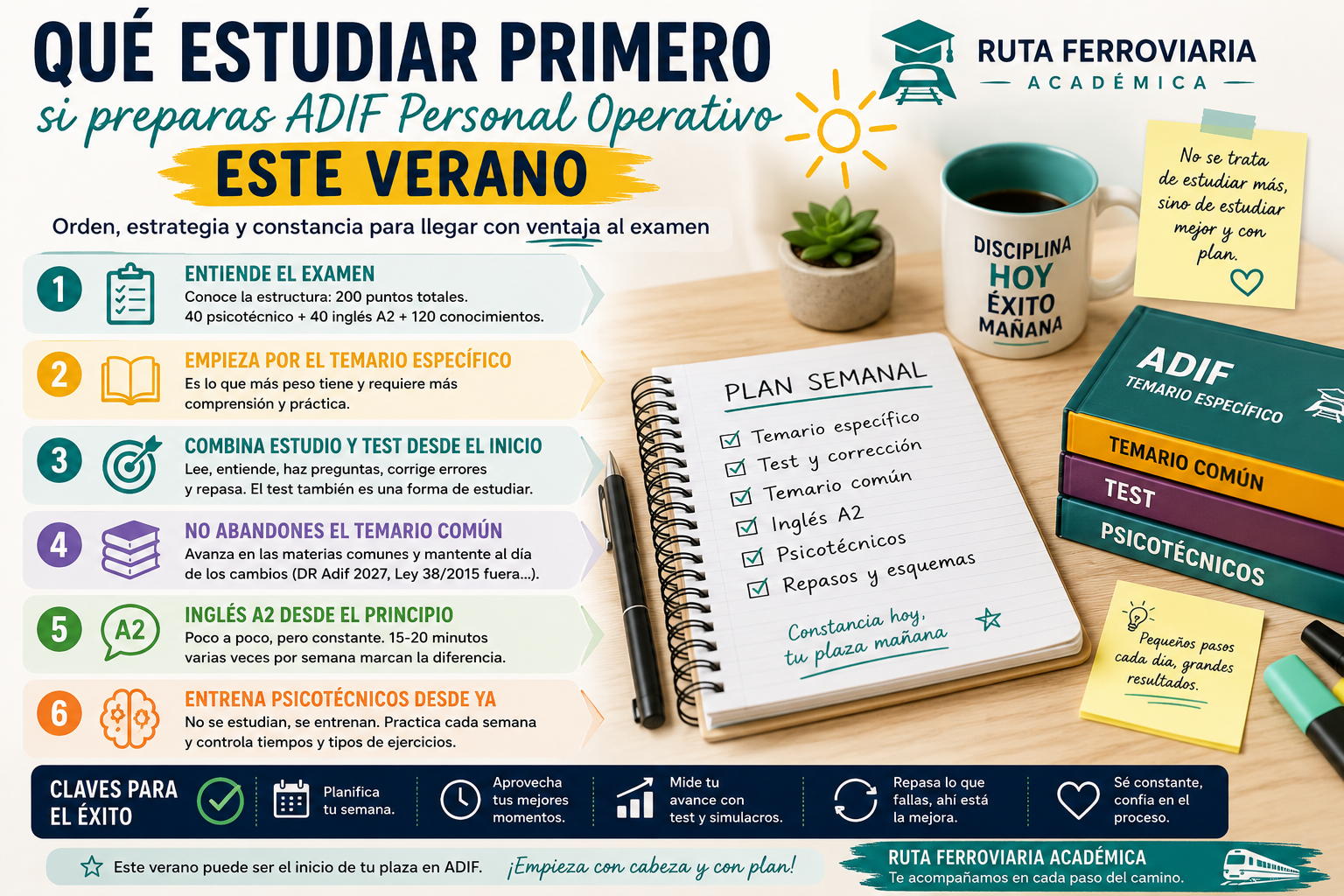 Qué estudiar primero si preparas ADIF Personal Operativo este verano