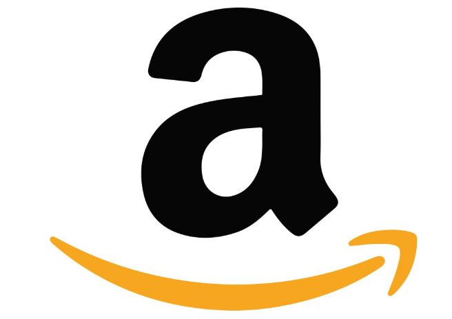 Logotipo de Amazon con letra 'a' en negro y flecha anaranjada debajo formando una sonrisa