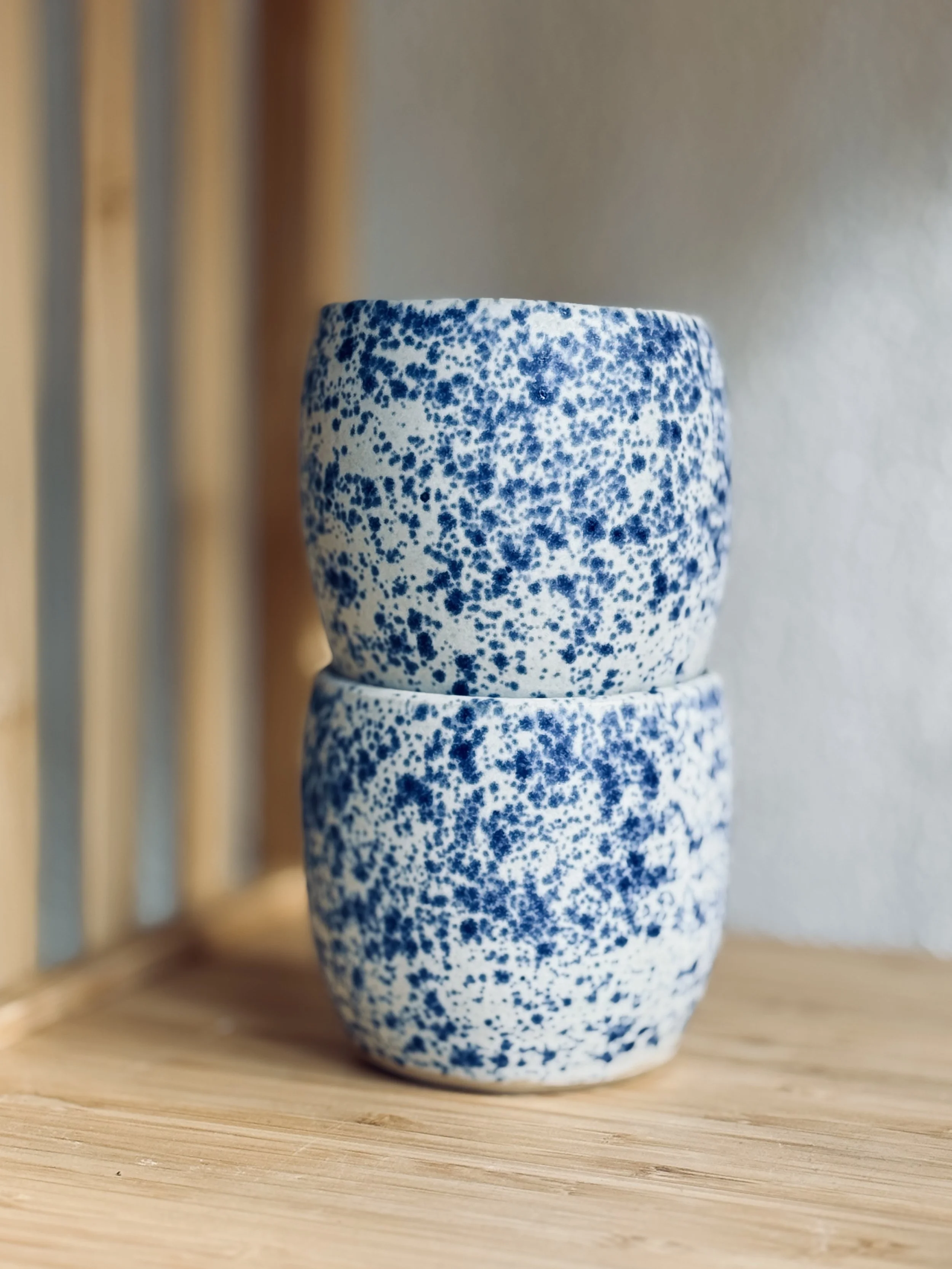 Blue Speckle Ceramic Cup Set of 2