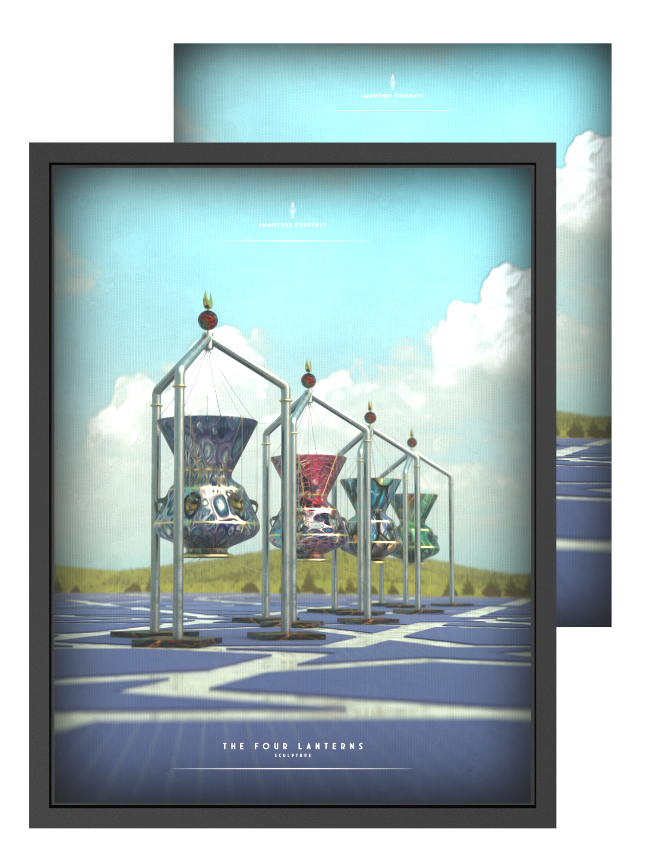 The Four Lanterns Sculpture of Jeddah Canvas, لوحة كانفاس ميدان الفوانيس الأربعة بجدة، دوار فوانيس جدة