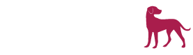 Logo with the word 'rubydog' and a silhouette of a dog in purple