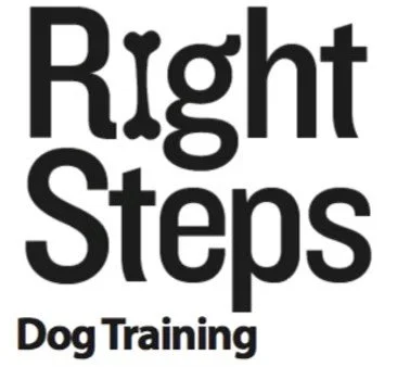 Right Steps Dog Training logo in black and white.
