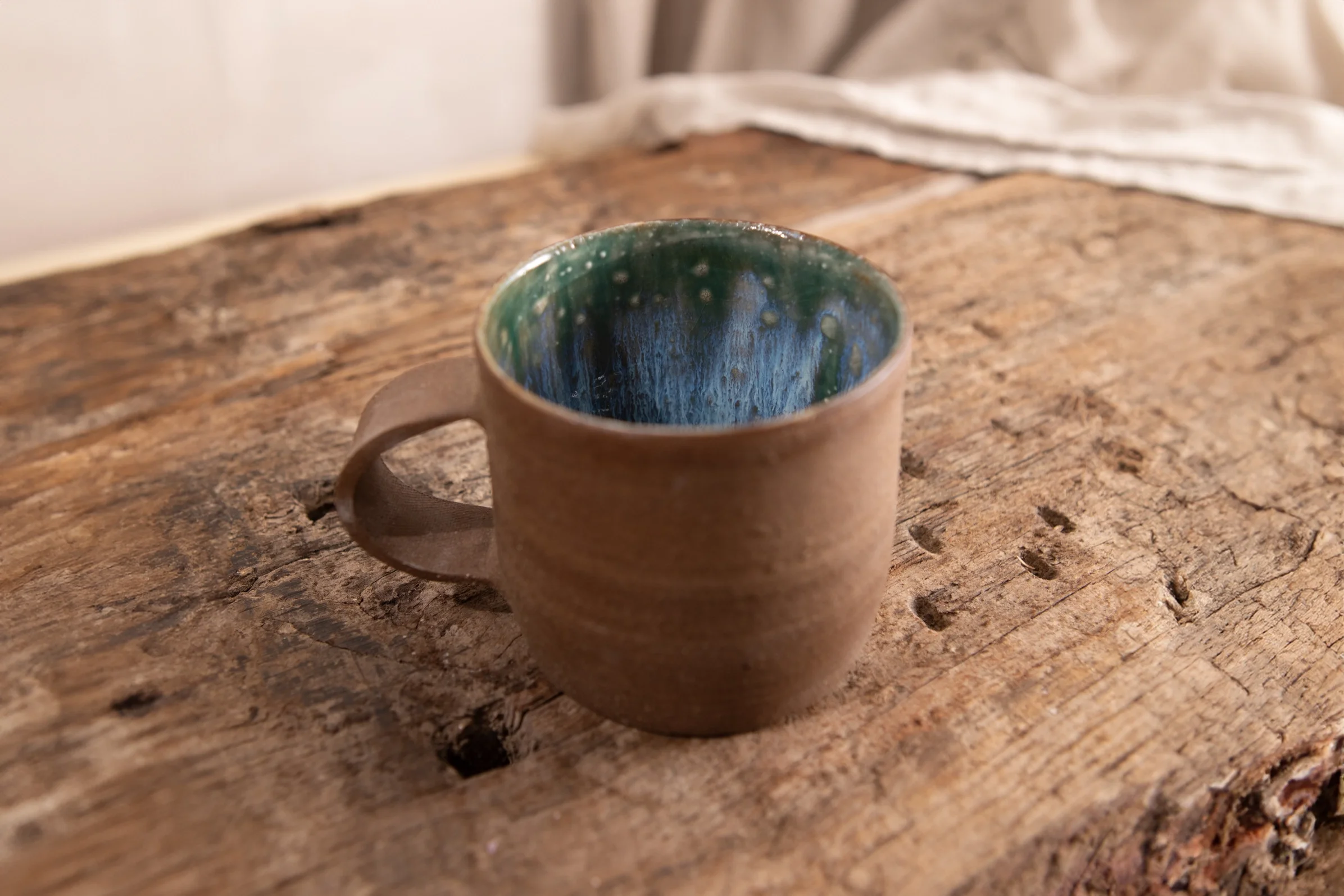 Mug en grès tourné — Blue Swirl — Athene Ceramics