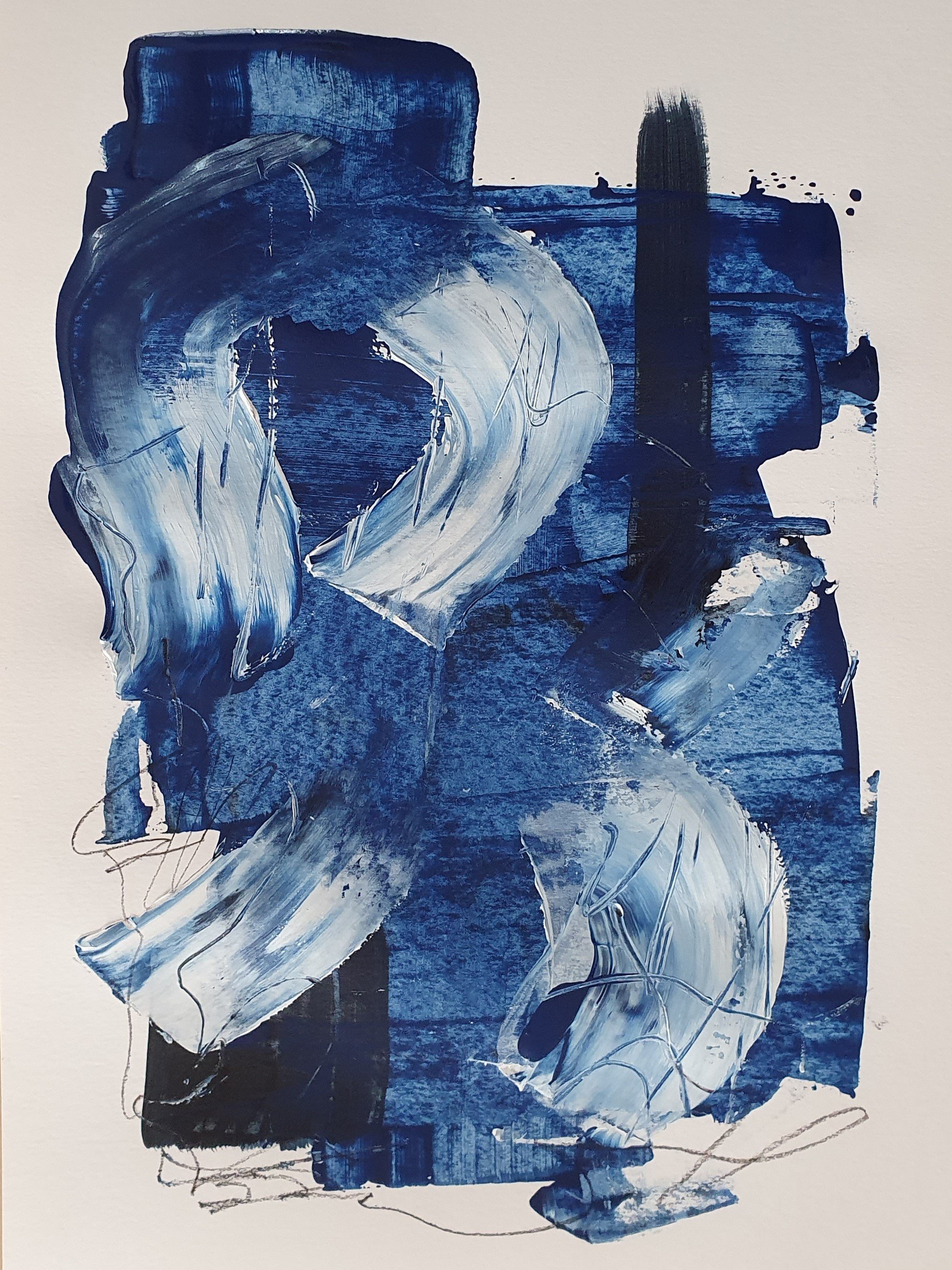 Étude Mixed Media sur Papier Indigo #2