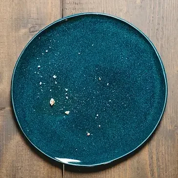 Grande assiette plate en grès — Bleu Seabed — Claycraft