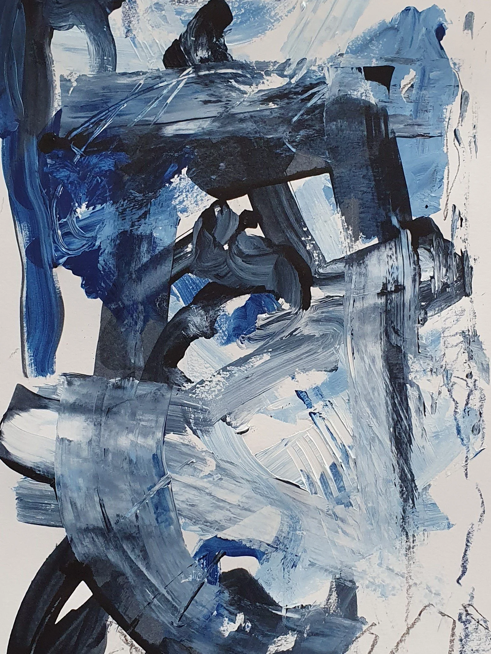 Étude Mixed Media sur Papier Indigo #4