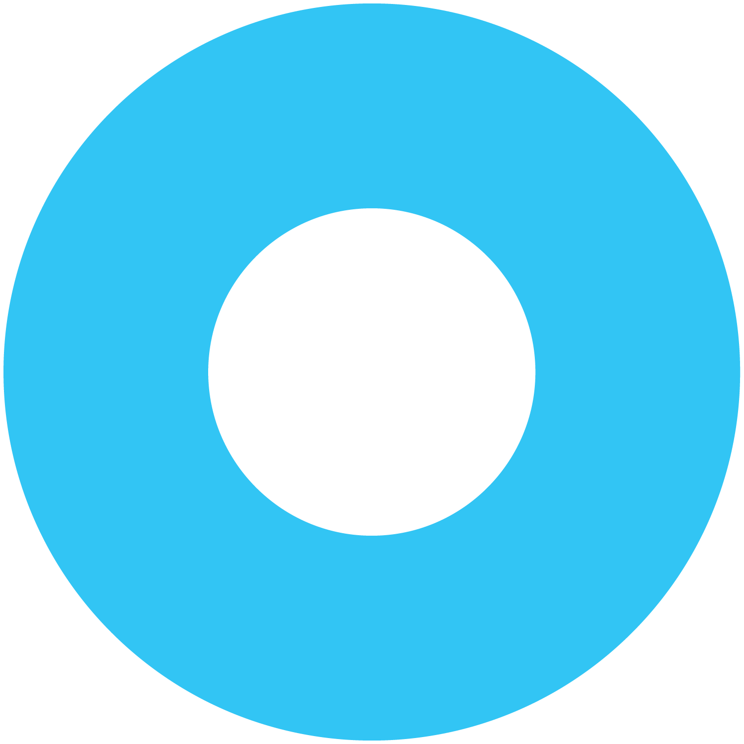 An abstract graphic of concentric circles with a black center, a blue middle circle, and a larger blue outer circle.