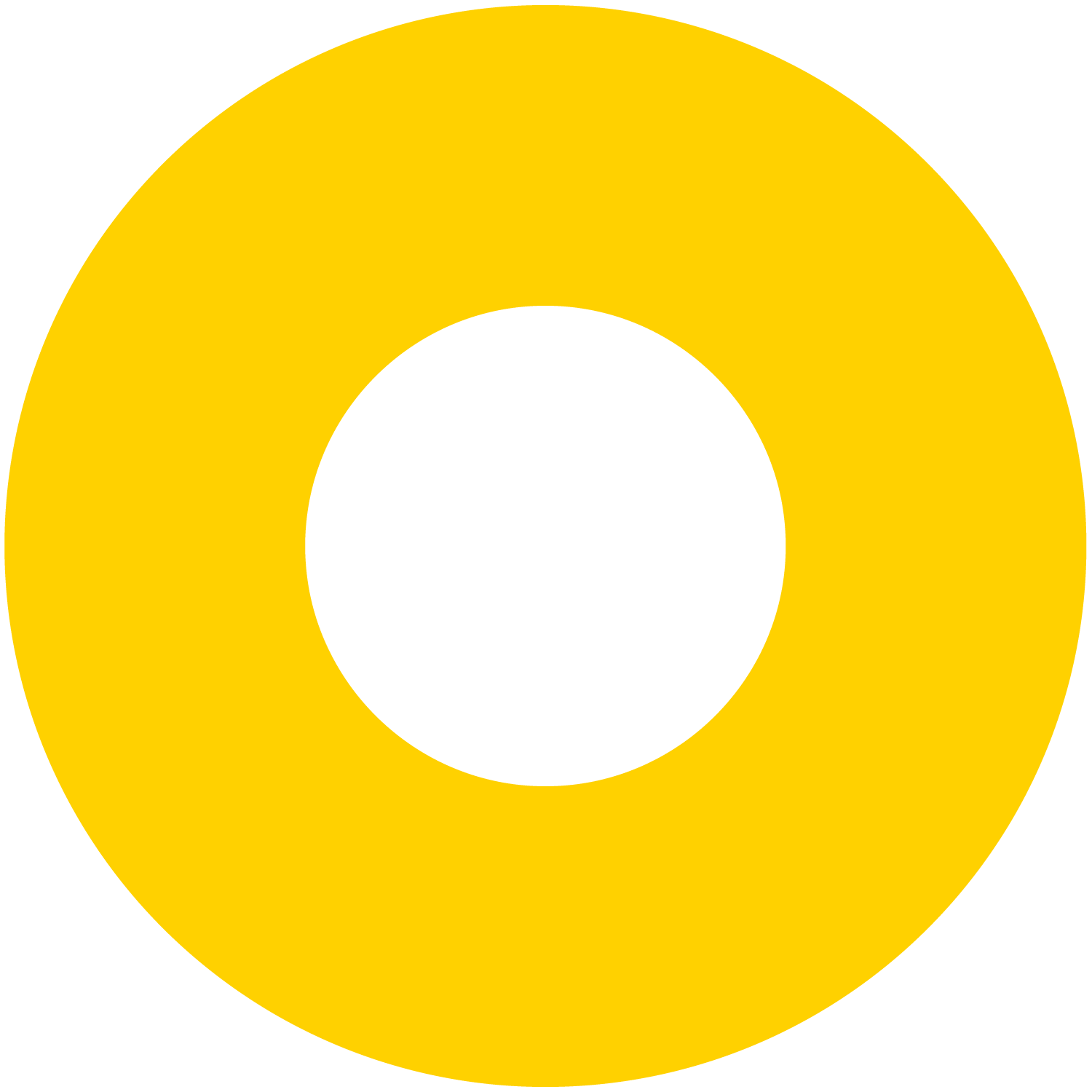 A yellow ring with a white circle in the center.