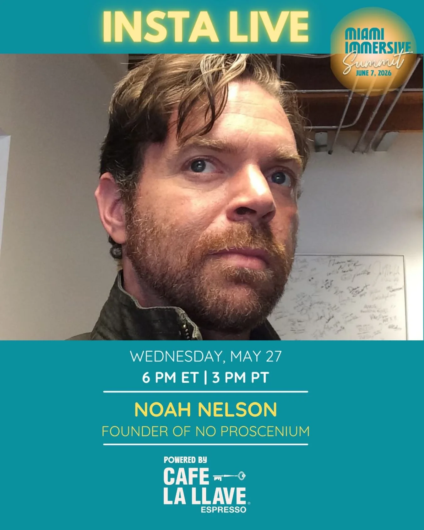 TOMORROW. 6 PM ET | 3 PM PT. 📲

We&rsquo;re going live with @areyouthatguy &mdash; Founder of @no_proscenium, Co-Founder of @immersiveexporg, and one of the most important voices in immersive experience today.

On this Instagram, powered by @cafelal