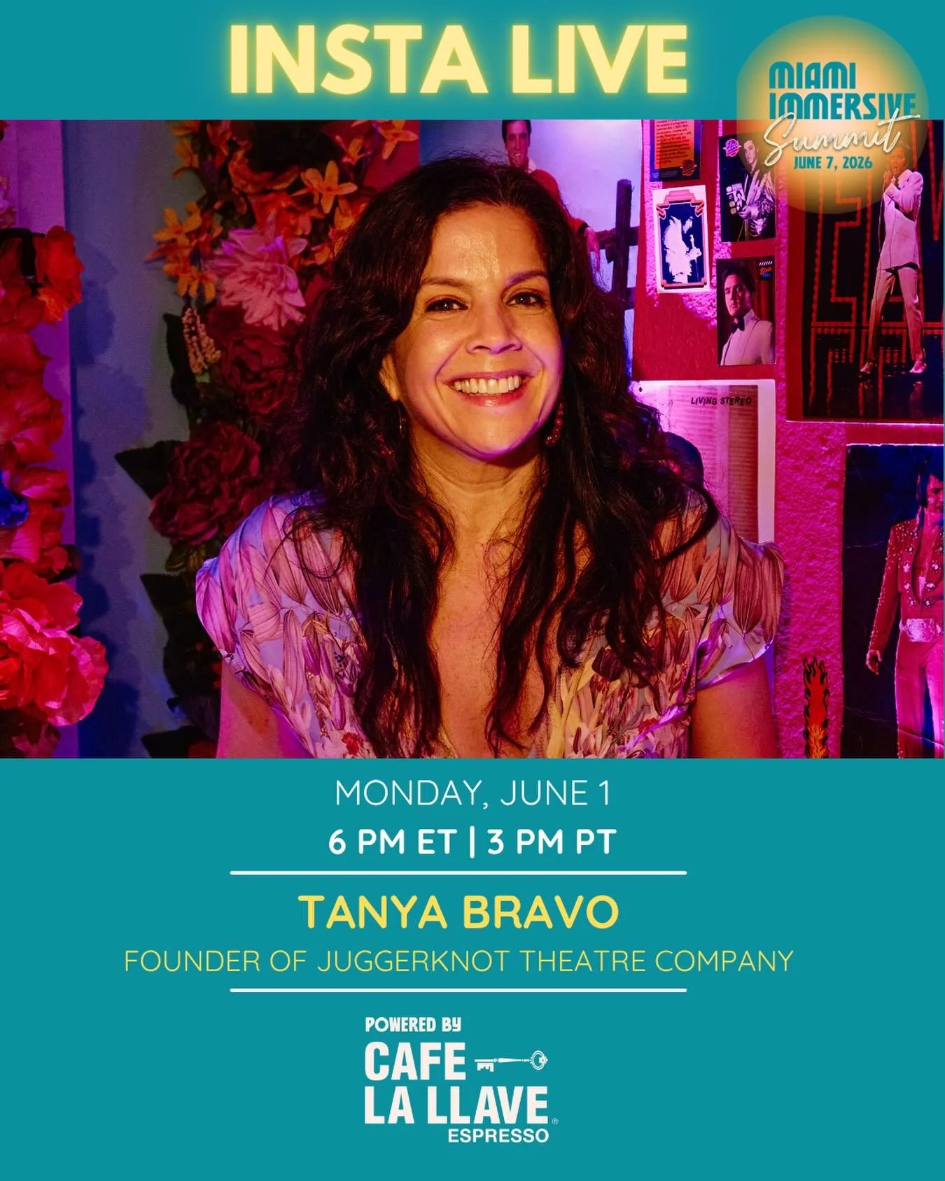 TOMORROW. 6 PM ET | 3 PM PT. 📲

We&rsquo;re going live with @tanyabravo &mdash; Artistic Director of Juggerknot Theatre Company and the creative mind behind the Miami Immersive Intensive &mdash; for a conversation about what it means to bring MII ba