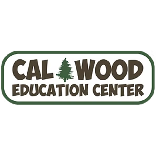 Logo for Cal Wood Education Center with stylized text and a tree graphic.