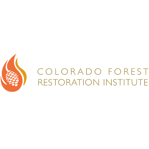 Logo for the Colorado Forest Restoration Institute featuring a stylized flame with a pine cone inside, and text.
