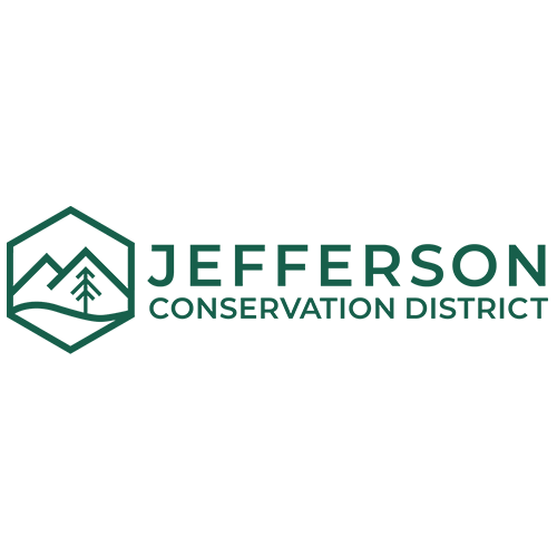 Jefferson Conservation District logo with a mountain, tree, and water illustration