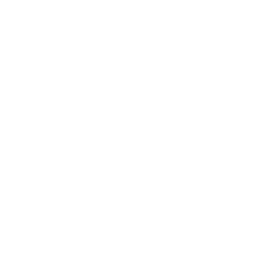 A white flame icon on a black background
