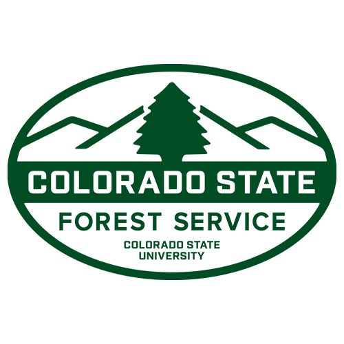 Colorado State Forest Service logo with mountains and a pine tree