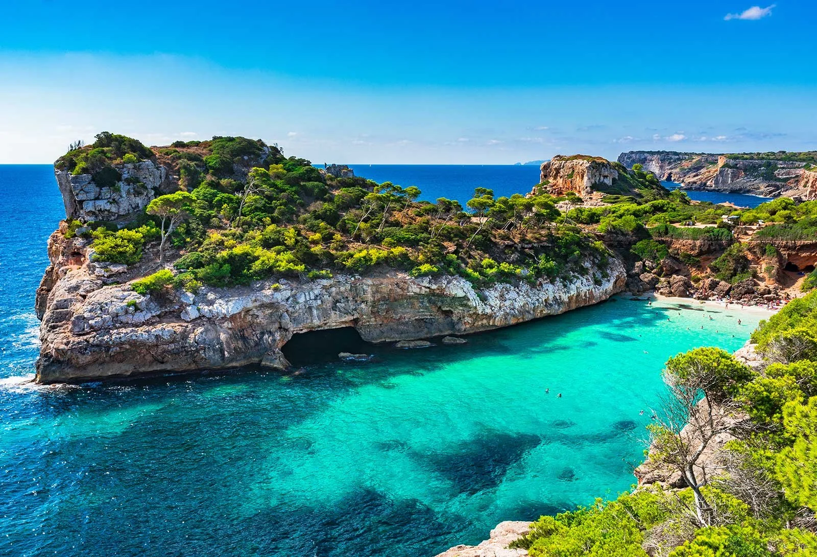 crystal waters beach cove at daytime on Mallorca Island in Spain
