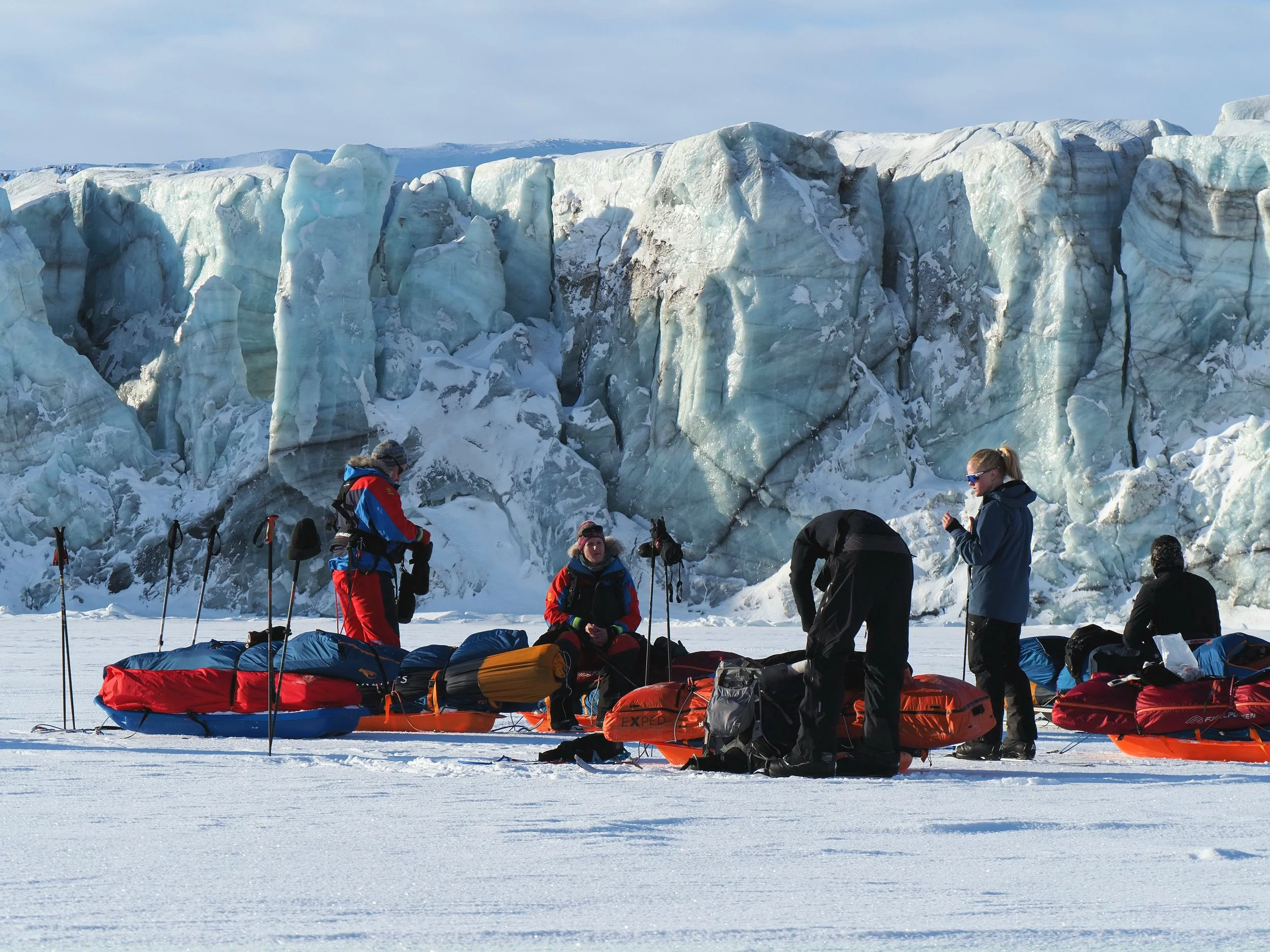 Lunch on the sea ice with the view of the glacier front