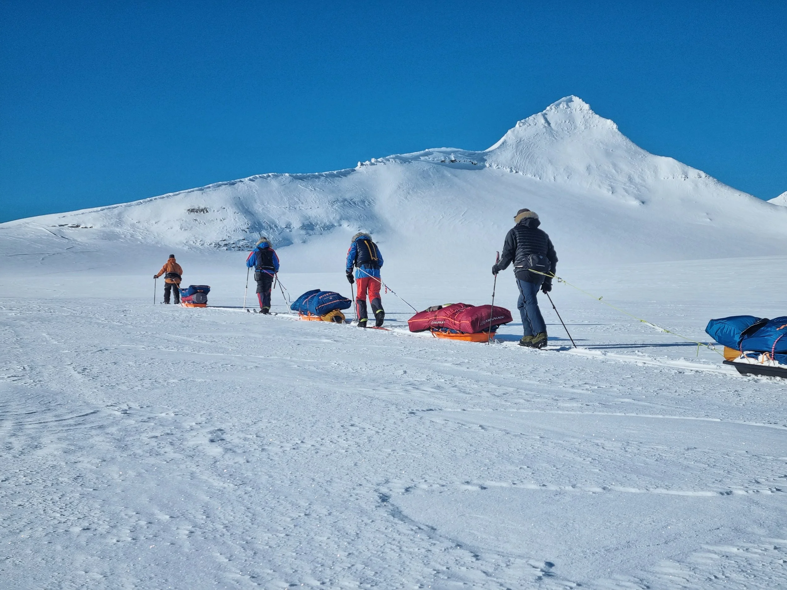 Anja Leading the group up Drønbreen