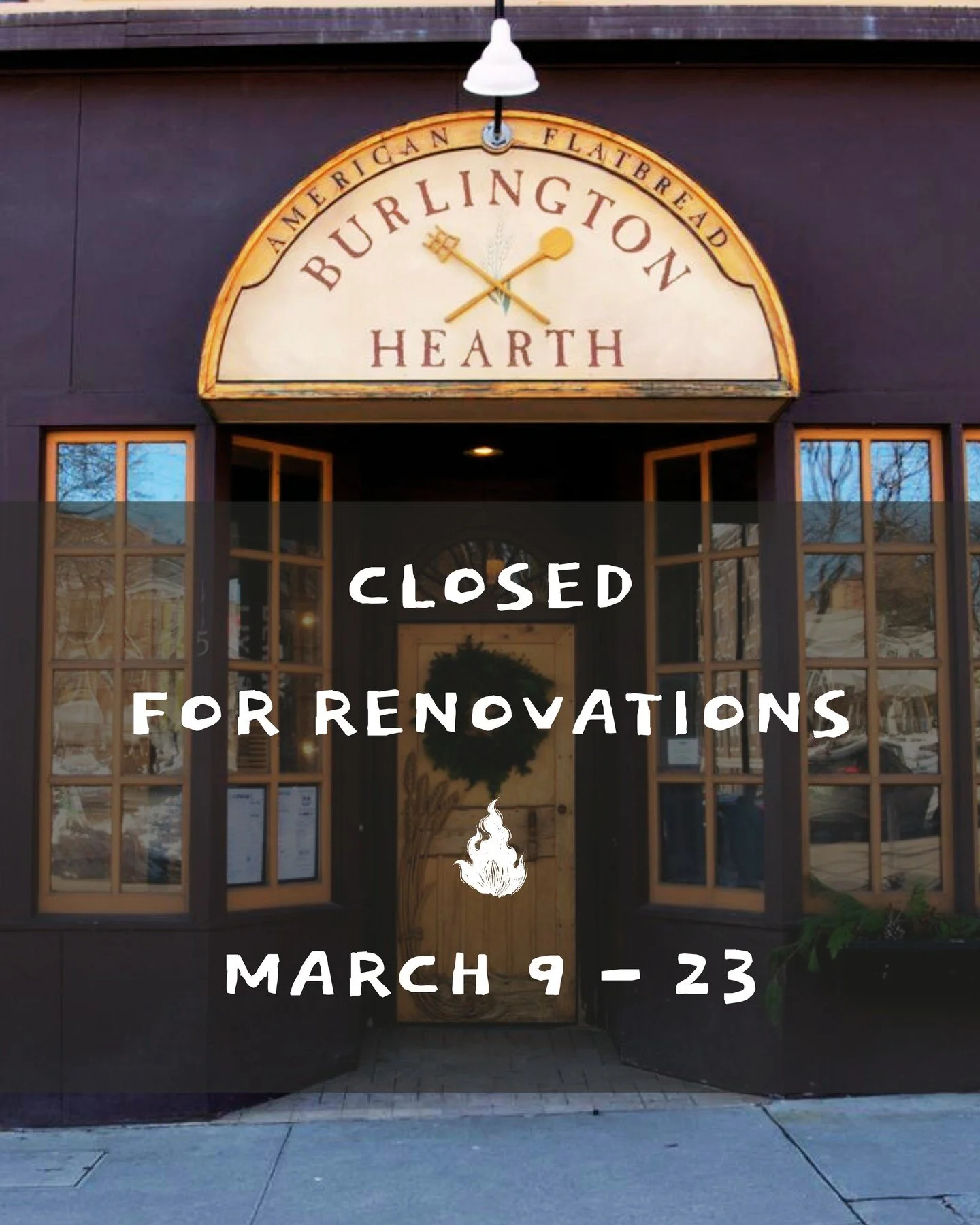 🛠️ BIG NEWS 🛠️⁠
⁠
It's been a long winter here at Flatbread BTV and we're getting ready for a little R+R. ⁠
Starting March 9th, we will be closed to renovate our kitchen and give the restaurant some extra TLC. ⁠
Can't wait to show you all what we'v