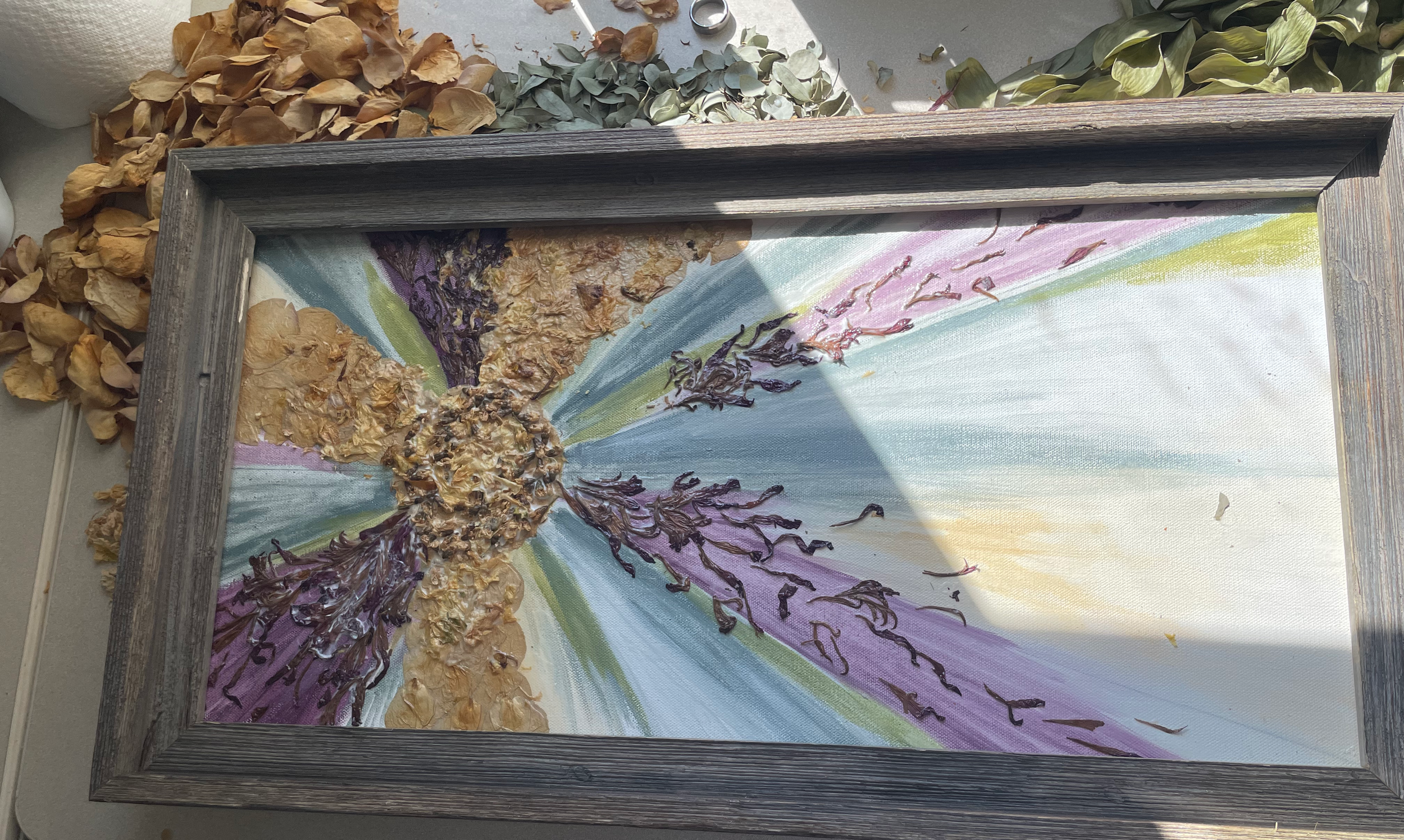 Floral preservation on framed canvas in Columbus, Ohio.