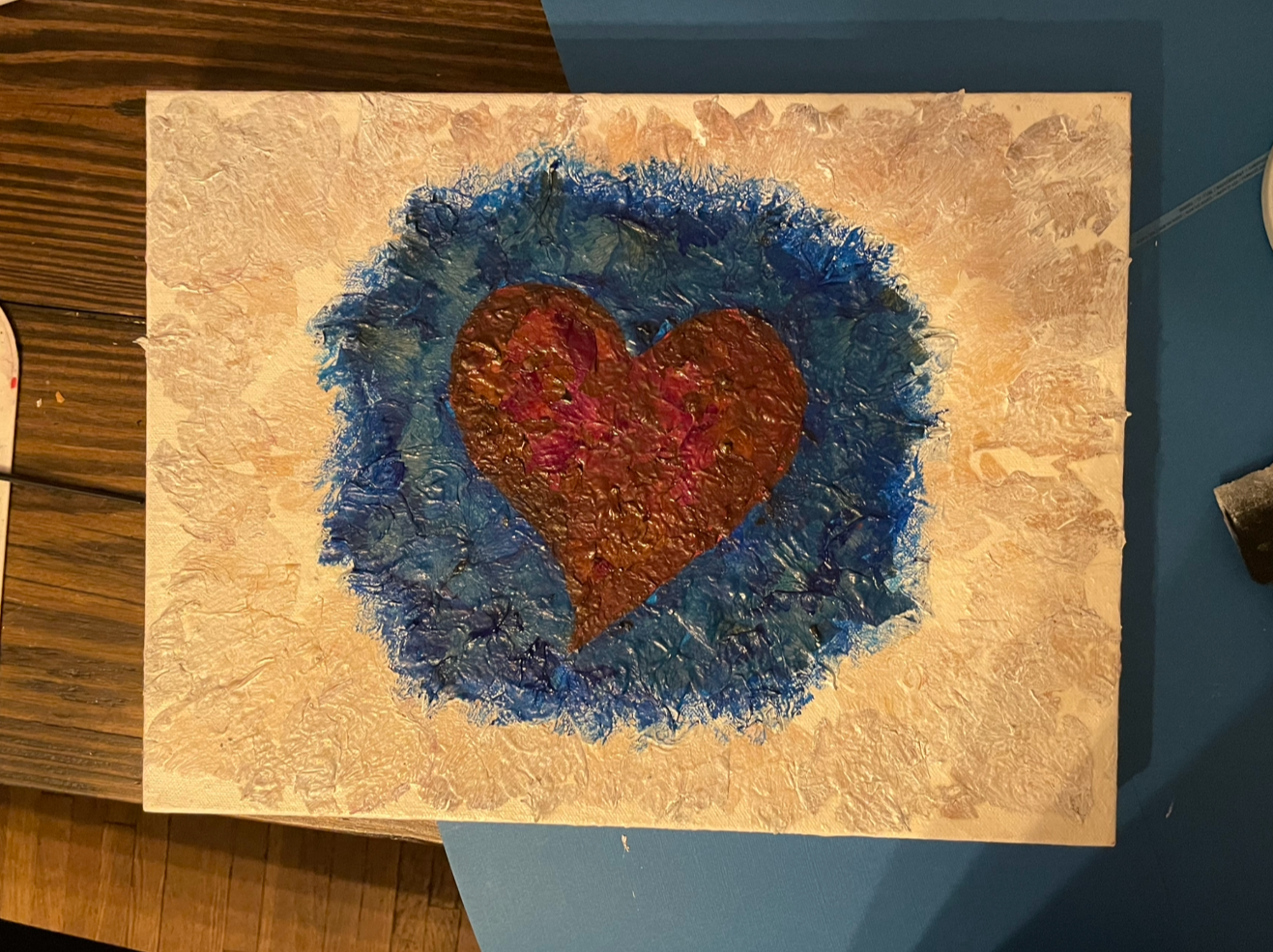 Dried flowers in Columbus, Ohio being preserved beneath paint as original art.